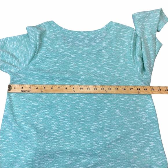 KCM Green & Cream Marled Tunic Long Sleeve Light Spring Sweater with Lace Bottom - Picture 7 of 12